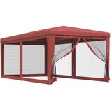 Šator za zabave sa 6 mrežastih bočnih zidova crveni 3x6 m HDPE | shoptok.hr