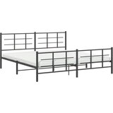 vidaXL Kovinski posteljni okvir z vzglavjem in vznožjem črn 183x213 cm | Shoptok.si