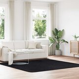 vidaXL Čupavi tepih s visokim vlaknima crni 240x240 cm poliester Cijene