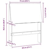  Tapecirani uzglavlje Crna 75 cm Čvrsto borovo drvo | shoptok.hr
