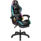  Tapecirana LED RGB kompjuterska stolica za igranje s osloncem za noge + daljinskim upravljačem | shoptok.hr