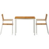 vidaXL 3-delni jedilni set za vrt iz trdnega akacijevega lesa, zunanja jedilna miza 90x90x74.5 cm iz trdnega akacijevega lesa, zložljivi vrtni stoli 2 kosa iz trdnega akacijevega lesa in jekla | Shoptok.si