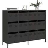 vidaXL Komoda crna 135x39x103,5 cm hladno valjani čelik | shoptok.hr