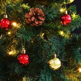 vidaXL Umetna novoletna jelka z bučkami in LED lučkami zelena 150 cm | Shoptok.si