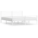  Metalni okvir kreveta uzglavlje i podnožje bijeli 193x203 cm | shoptok.hr