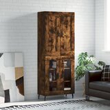 vidaXL Visoka komoda dimljen hrast 69,5x34x180 cm inženirski les | Shoptok.si