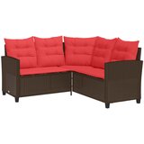  Set vanjskih sofa s jastukom 2 pcs Smeđa i crvena poliratan | shoptok.hr
