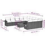  12-dijelni set vrtnih sofa od poliratana s jastucima crni | shoptok.hr