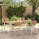 vidaXL set za objedovanje od 5 dijelova od čvrstog drva tikovine, vanjski stol za objedovanje 180x90x75 cm od čvrstog drva tikovine, stolice za vrt 4 komada od čvrstog drva tikovine i metala Cijene