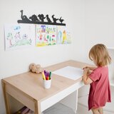 Wallxpert metalni zidni držač za dečije crteže PLY-ED-39, siluete dinosaurusa, 70 x 13 cm, crni Cene