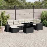 Maison Chic Seti vrtnega pohištva - Vrtna garnitura - Vrtni pohištvo set 8-delna z blazinami črn poli ratan, (21800535) | Shoptok.si