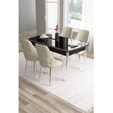 Hanah home trpezarijski set Tia, sto i 4 stolice, ploča u dekoru crnog mermera, hromirane noge, krem tkanina Babyface | Eponuda.com