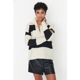 Trendyol stone soft textured high neck zippered knitwear knitwear sweater cene