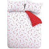 Catherine Lansfield Rdeča/bela podaljšana posteljnina za zakonsko posteljo iz mikropliša 230x220 cm Candy Cane – | Shoptok.si