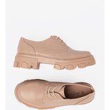 Shelvt Beige lace-up platform shoes | Shoptok.si