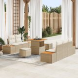  8 delni vrtni sofa set z blazinami bež poli ratan akacija | Shoptok.si