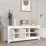 Ormarić za cipele bijeli 110 x 38 x 45,5 cm od masivne borovine | shoptok.hr