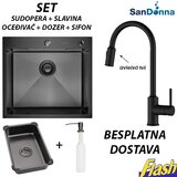  Crna INOX Sudopera sa slavinom izvlačeći tuš (SET) - SanDonna - HD5550R | Eponuda.com