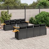 vidaXL 9-dijelni set vrtnih sofa s jastucima crni od poliratana | shoptok.hr