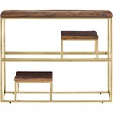  The Living Store Konzolna mizica zlata nerjaveče jeklo in trden predelan les - Konzolna Mizica, (21448469) | Shoptok.si