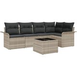 vidaXL 6-delni vrtni kavč set z blazinami Svetlo siva poli ratan | Shoptok.si