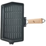 Grill King Cast Iron Jumbo grill ponev s snemljivim lesenim ročajem, 19x34 cm | Shoptok.si