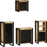 vidaXL Set namještaja za kupaonicu 4 pcs Smeđa Čvrsto drvo manga | shoptok.hr