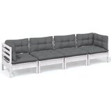Maison Chic Seti vrtnega pohištva - Vrtna garnitura - Vrtni pohištvo set 4-delna z blazinami trdna borovina, (21815778) | Shoptok.si