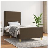  Posteljni okvir z vzglavjem temno rjav 90x200 cm blago | Shoptok.si