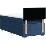 vidaXL Box spring postelja z vzmetnico modra 90x200 cm blago | Shoptok.si