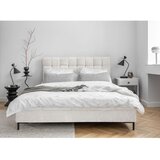 Miuform Kremno bela oblazinjena zakonska postelja z letvenim dnom 140x200 cm Eve – | Shoptok.si