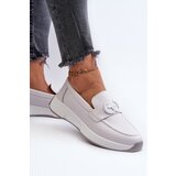 S. BARSKI Light Grey Women's Platform Leather Moccasins S.Barski LR490 | Shoptok.si