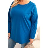 Kesi Women's Plus Size cotton blouse with a round neckline cobalt blue | shoptok.hr
