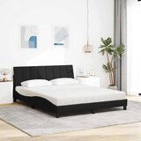 vidaXL Postelja z vzmetnico črna 160x200 cm blago | Shoptok.si