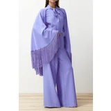 Trendyol Lilac Tasseled Cape-Jumpsuit Evening Dress Suit