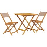  3-dijelni bistro set od tkanine i masivnog drva smeđesivi | Eponuda.com