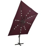  Konzolni suncobran sa stupom i LED svjetlima 300 cm bordo | shoptok.hr
