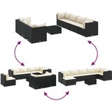 vidaXL 8-dijelna vrtna garnitura od poliratana s jastucima crna | shoptok.hr