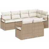 vidaXL Vrtna sedežna garnitura z blazino 7 pcs Bež in bela poli ratan, (5000135499) | Shoptok.si