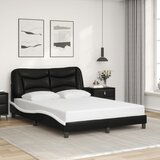  The Living Store Posteljni okvir z vzglavjem črn in bel 140x190 cm umetno usnje - Posteljni Okvir, (21499718) | Shoptok.si