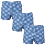 Foltýn 3PACK Classic men's boxer shorts blue check oversize