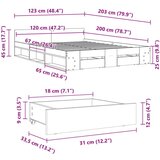 vidaXL Posteljni okvir s predali bel 120x200 cm inženirski les | Shoptok.si