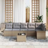  Sjedeća garnitura za vrt 7 kom. Bež poliratan 297,5 x 132,5 x 69 cm | Shoptok.si