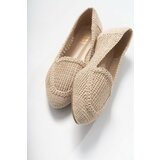LuviShoes Women's Cream Knitted Flat Shoes Cene