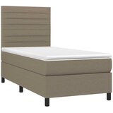  Krevet box spring s madracem LED smeđesivi 90x190 cm tkanina | shoptok.hr