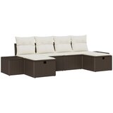 vidaXL set vrtnih sofa od 6 komada s jastučićima u smeđem poli ratu | shoptok.hr