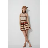 Koton Women's Brown Striped Skirt