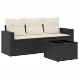 Maison Chic Seti vrtnega pohištva - Vrtna garnitura - Vrtni pohištvo set 4-delna z blazinami črna poli ratan, (21815890) | Shoptok.si