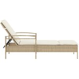  Ležaljka za sunčanje s jastukom bež 63x200x81 cm poliratan | shoptok.hr
