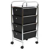 Črn/srebrn plastičen regal na koleščkih 33x79 cm –